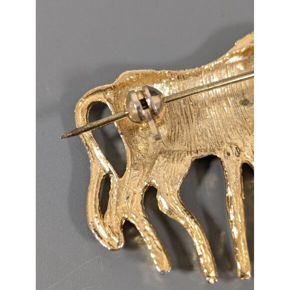 Vintage Gold Tone Zebra Pin Brooch African Safari Tribal - Picture 5 of 6